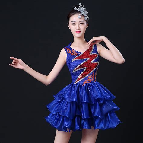 開場舞大擺裙演出服2023新款大氣現代舞蹈歌伴舞大裙子舞臺服裝女-Taobao