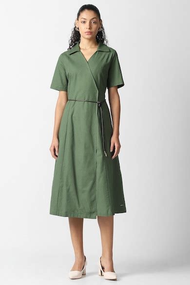 Van Heusen Woman Formal Dresses, Women Olive Solid Formal Dress for ...