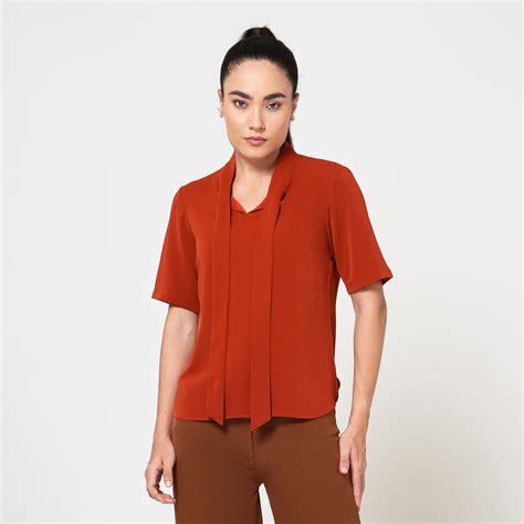 Orange Tie Knot Crepe Top
