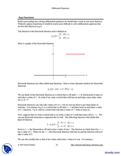 Image result for Step Function Differential Equations