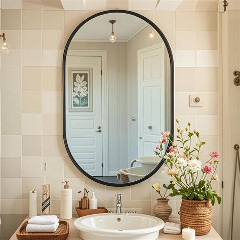 Amazon.com: 24x36 Black Oval Mirror, Bathroom Mirrors for Over Sink ...