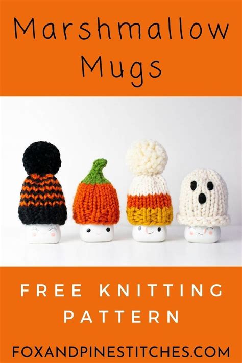 Halloween & Fall Marshmallow Mug Hats Free Knitting Pattern
