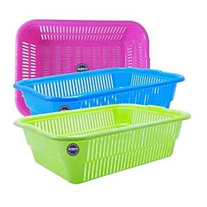 Buy MORVI Wonder Natasha 1013 Plastic Fruit Basket, Set of 3, Multi ...