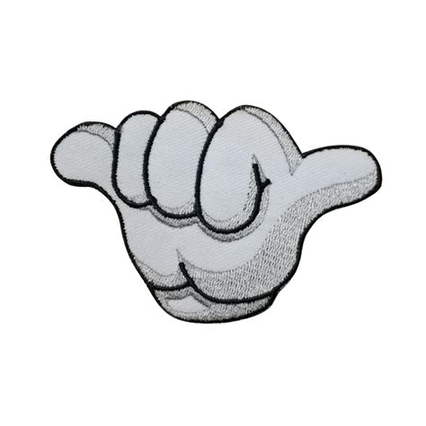Hi Hand Gesture Call Me Emoji Badges Iron on Sew on Applique Clothing Jacket Jeans Embroidered ...