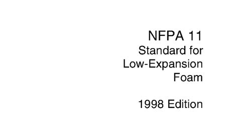 NFPA 11 Standard for Foam: 1998 Edition Overview and Guidelines - Studocu