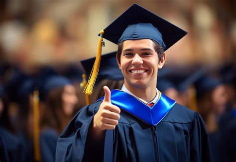 Photo of happy graduation student graduation team with graduation hat ...