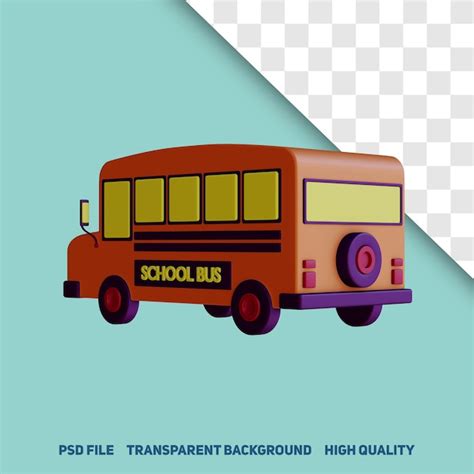 3D render transporte de ônibus escolar minimalista de volta para o lado ...