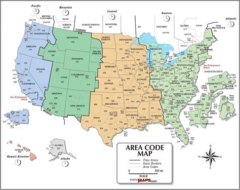 Lincmad's 2019 Area Code Map With Time Zones | Us Area Code Map ...
