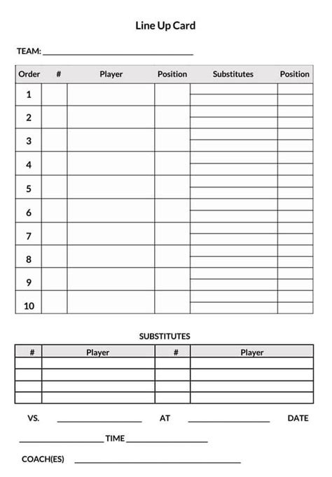 30 Free Printable Baseball Lineup Templates