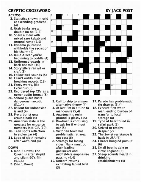 Cryptic Crossword Puzzles Printable - Jace Printable