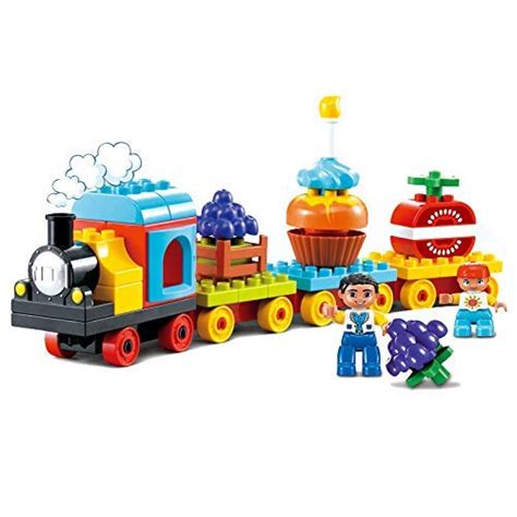 Buy EMONO Train Block Game for Kids with Fruits and Vegetable CART (55 ...