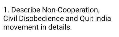 describe the non cooperation, civil disobedience, and quit india ...