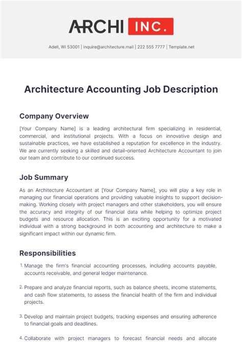 Free Architecture Accounting Job Description Template - Edit Online & Download | Template.net