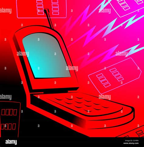 mobile phone in red background Stock Photo - Alamy