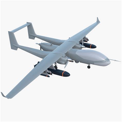 Twin-Boom Unmanned Combat Aerial Vehicle 3D Model $99 - .3ds .blend ...