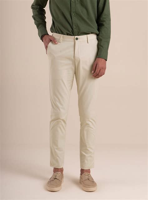 Buy Crema Chino | Semi Casual Beige Solid Chinos for Men Online | Andamen