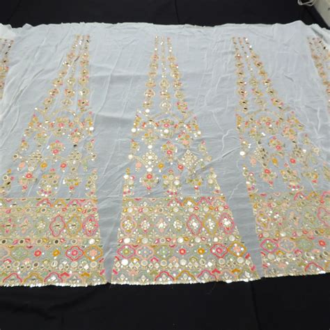 Multi Color Mirror Work Kali On White Dyeable Georgette Fabric – Shree ...