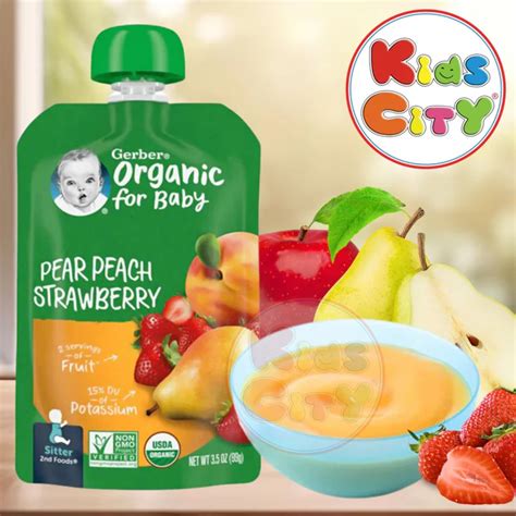 Gerber Organic for Baby, 2nd Foods, Pears, Peaches & Strawberries (Pac ...