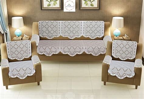 Chander Cotton 5 Seater Sofa Set Covers in net Fabric(10 pc.) : Amazon ...