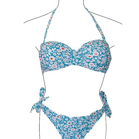 Kupaći kostim dvodelni braon plavi cvetni KC-MX-001-003 | Volim svoj dom