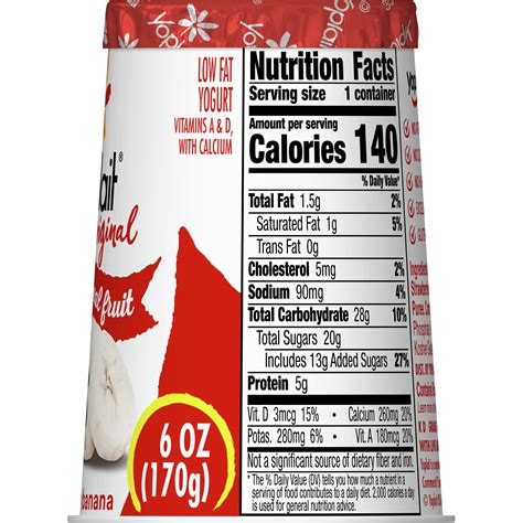 Yoplait Light Strawberry Banana Yogurt Nutrition Facts | Shelly Lighting