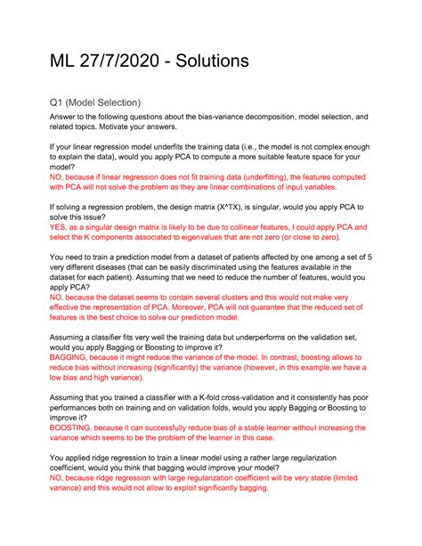 ML202007 27 solutions - Exam from the july call, with solution - ML 27/7/2020 - Solutions Q1 ...