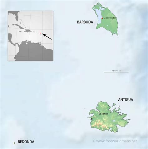 Antigua and Barbuda Map; Geographical features of Antigua and Barbuda ...