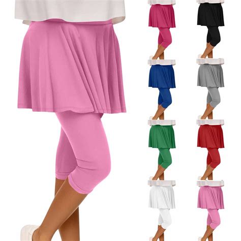 Axiiglly Capri Pants for Women High Waisted Leggings with Skirt ...