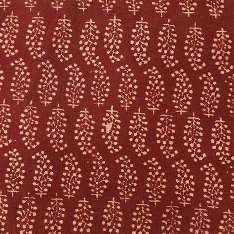 Pre Cut (1.30 Meter) Pure Cotton Ajrak Rust Red With Cream And Small K ...