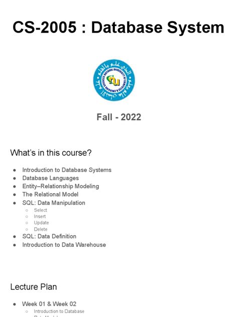 Image result for Introduction to Database System Week 5 Answers