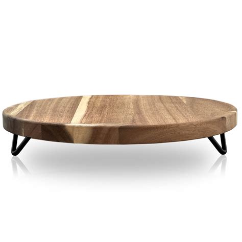 WILDMOS Decorative Round Wood Riser for Display,Pedestal Tray for Home ...