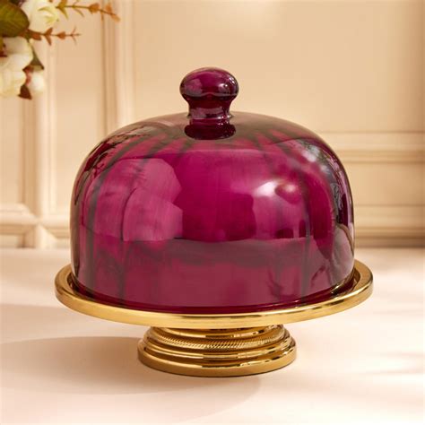 Buy Maya Neale Stainless Steel Cake Stand with Glass Lid from Home ...