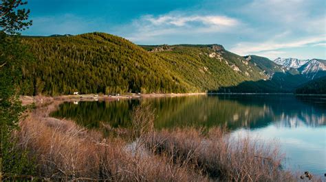 Wallpaper lake, mountains, hills, shore, landscape hd, picture, image