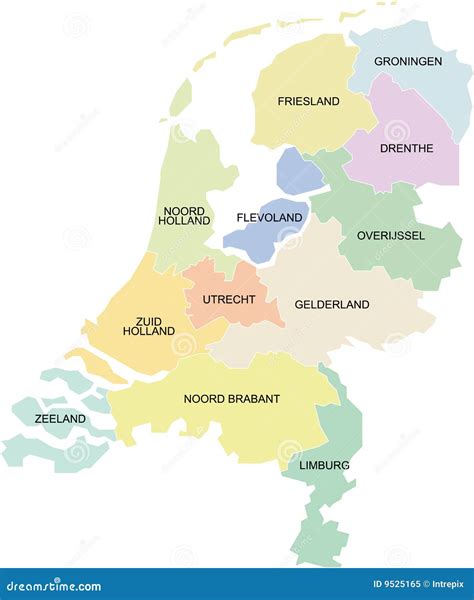 Netherlands regions stock vector. Illustration of boundary - 9525165