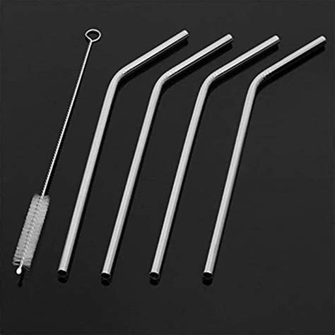 Hotfix Set of 6 Stainless Steel Straws, Reusable Metal Straws Mugs Cold ...