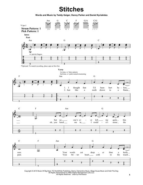 Stitches by Shawn Mendes - Easy Guitar Tab - Guitar Instructor