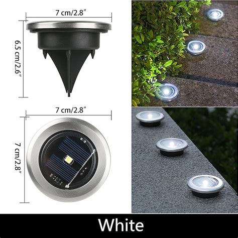 4/8pcs Disk Light Outdoor LED Garden Solar Underground Light Deck Light ...