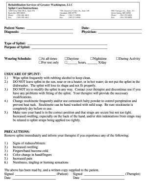 Fillable Online Patient Name: Date: Diagnosis: Physician: Type of ...