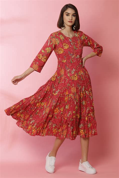 Buy Pink Cotton Fusion Dress Online at Biba India