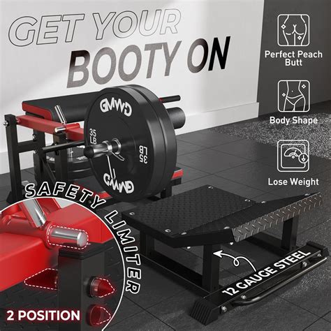 GMWD Hip Thrust Machine, Plate-Loaded Glute Bridge Machine...