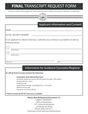 Liberty University Transcripts - Fill and Sign Printable Template Online