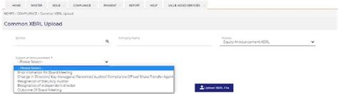 Filing of announcements in XBRL format on NEAPS platform