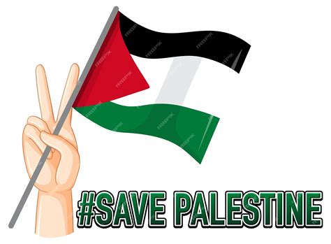 Peaceful palestine cartoonstyle flag with hand gesture | Premium Vector