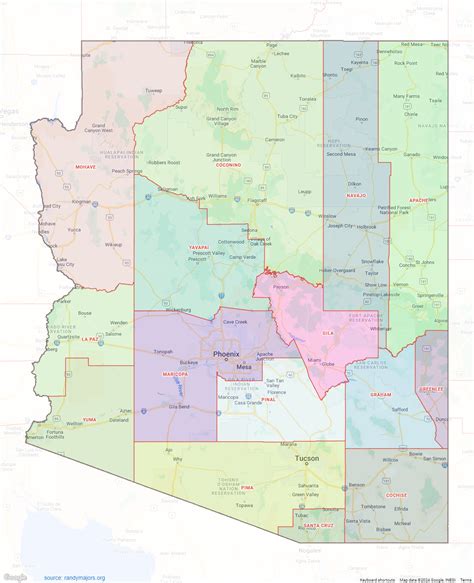 Image result for Arizona County Map