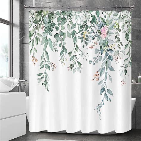 Amazon.com: Awellife Green Plant Shower Curtain for Bathroom,Modern ...