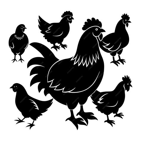 Download a set of chicken silhouette vector eps amp png file | Premium ...