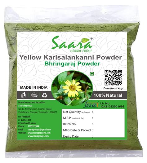 Buy SAARA Karisalankanni Powder, 101G | Bhringraj Powder | Kayonni ...