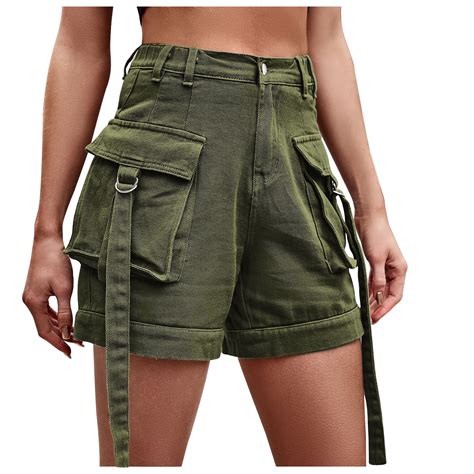 YYDGH Women's Loose Summer Denim Cargo Shorts with Pockets M, Army ...