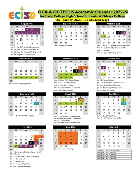 Ector County ISD School Calendar 25-26 Revised [PDF] - EduCounty