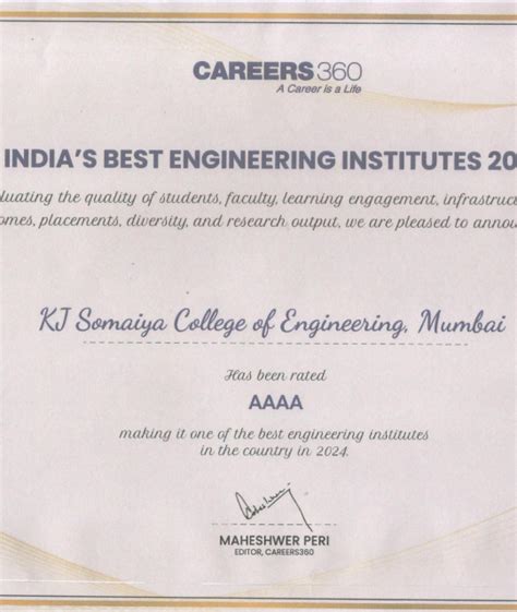 KJSSE RANKING IN CAREERS 360 SURVEY 2024 | KJSSC